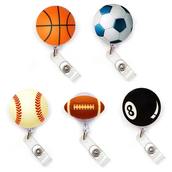 

Sport Ball Billiards Black Eight Plastic Badge Reel Holder Elastic Name Card Simple & Easy To Use For Nurse & Students