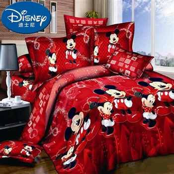 

Cotton Mickey Mouse 3pcs Bedding Set Soft Mickey Minnie mouse bed set Quilt/Duvet Cover Flat Sheet Bed Linen Pillowcases marry