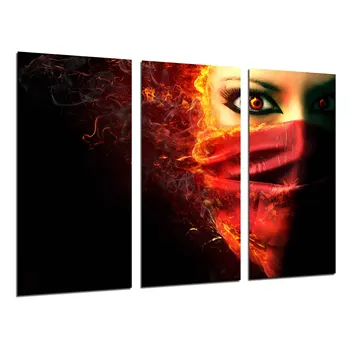

Woman, Abstract Art, Eyes on fire, photo print on wood, modern picture decorative 26492