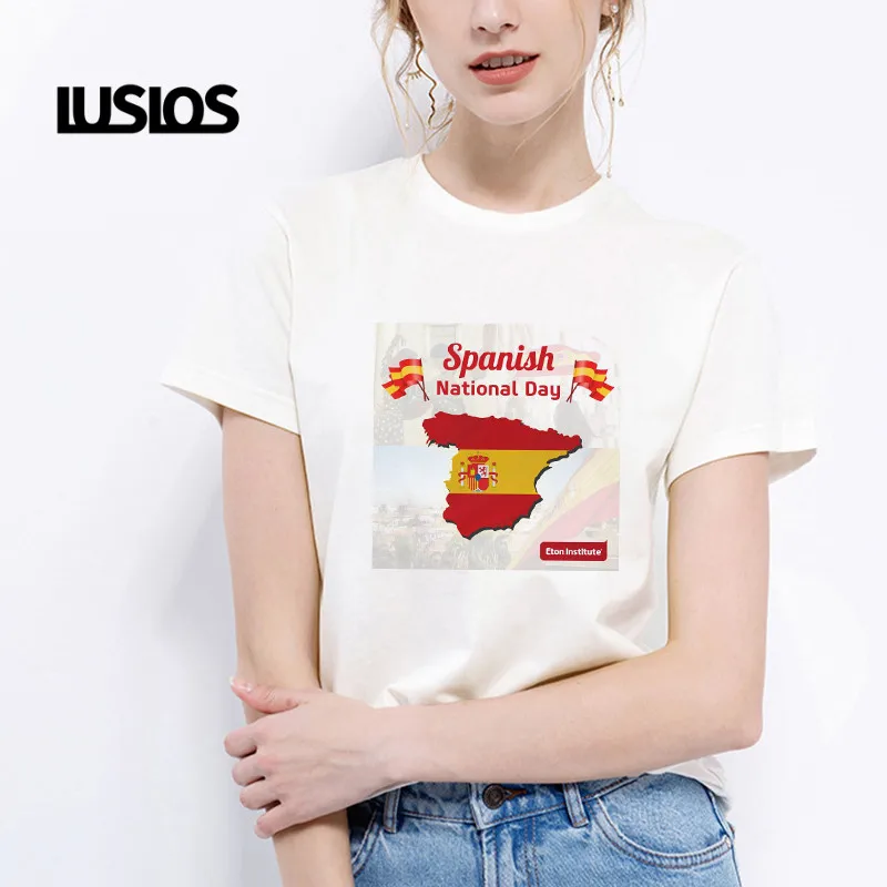 Футболка LUSLOS с надписью Keep Calm (Испания) Национальный день Испании желтая красная