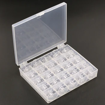 

25Pcs Plastic Sewing Machine Bobbins Spools Empty Bobbins Spools Sewing Machine Storage Box for Home Sewing Accessories Tool