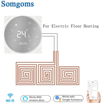 

WiFi Smart Thermostat Temperature Controller Electric Underfloor Heating Tuya APP Remote Control Work with Alexa Google Home