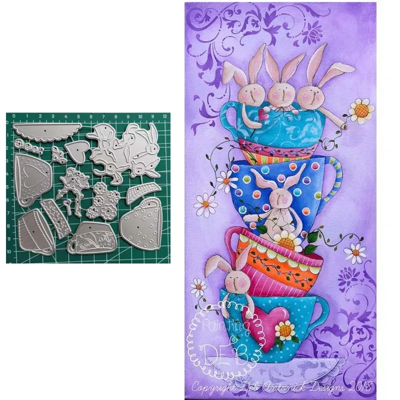 Teacup-troqueles de corte de metal para troqueles, suministros de Arte de colección de recortes, plantilla de tarjetas de papel, troquel en relieve