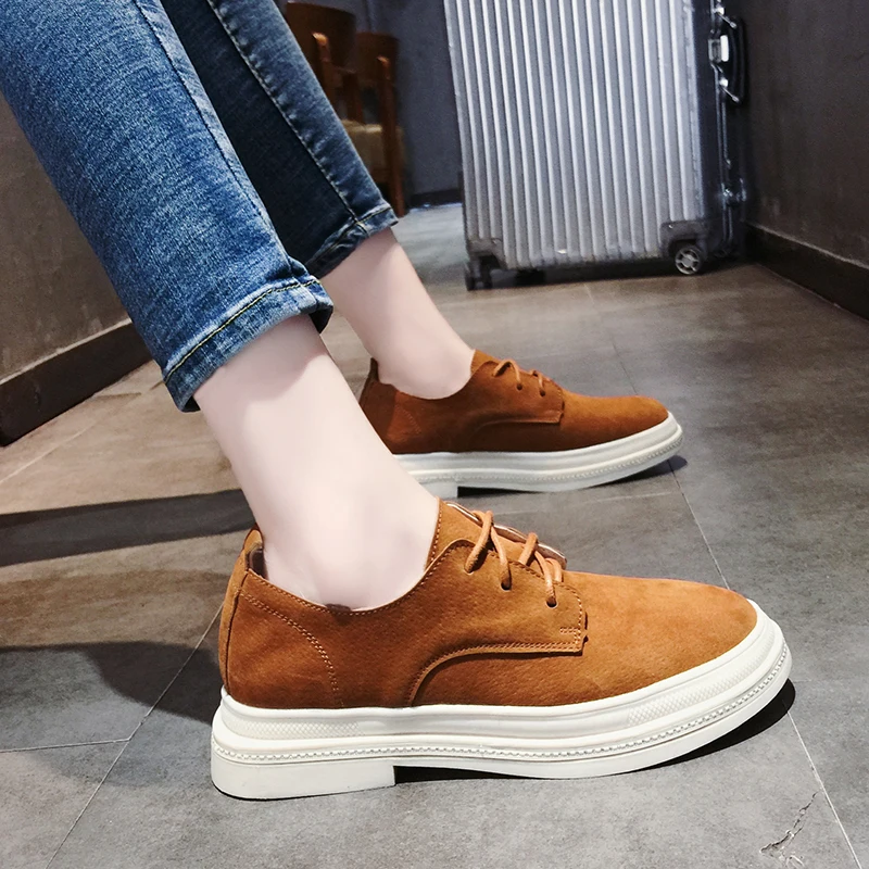 

Autumn Casual Woman Platform Shoes British Style Black Flats All-Match Ladies' Footwear 2019 Fashion Women's Oxfords Round Toe