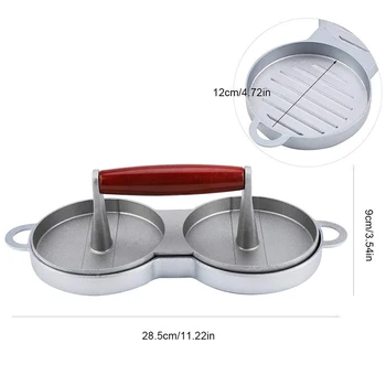 

Nonstick 2 Slot Burger Press Aluminum Round Hamburger Presses Beef Burger Maker Mold Metal Cooking Tool Meat Beef Kitchen Tools
