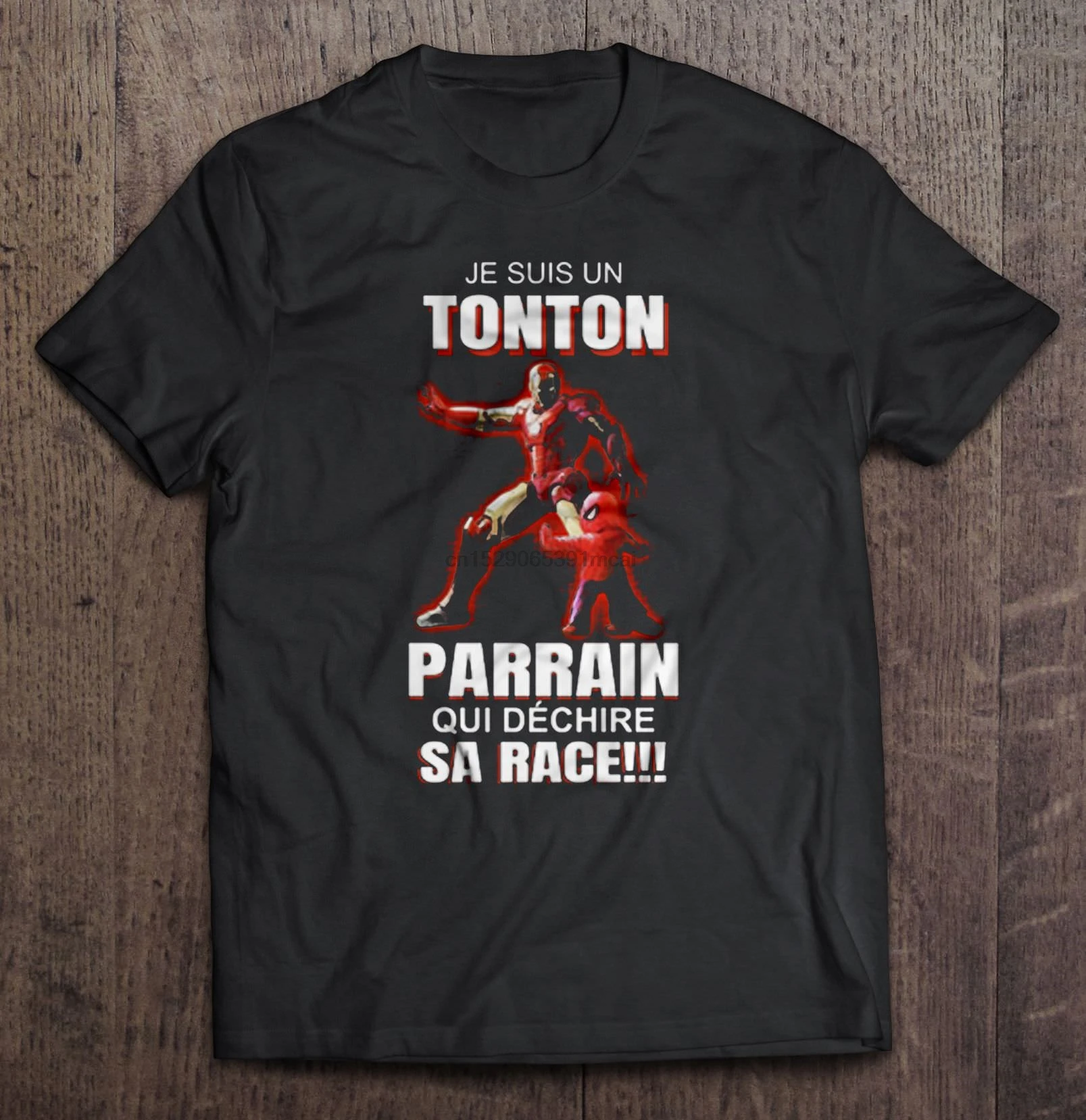 

Men Funny T Shirt Fashion tshirt Je Suis Un Tonton Parrain Qui Dechire Sa Race - Iron Man And Spiderman Women t-shirt