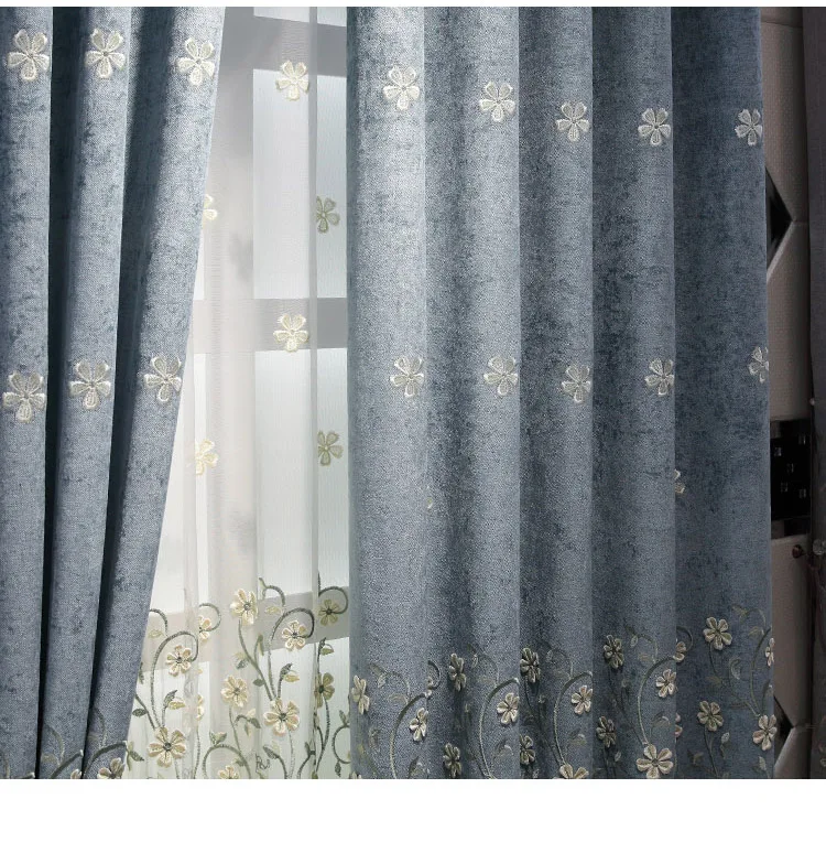 Высокое качество вышитые шторы для гостиной шторы хлопок Европа чистый и свежий занавески для спальни/отеля