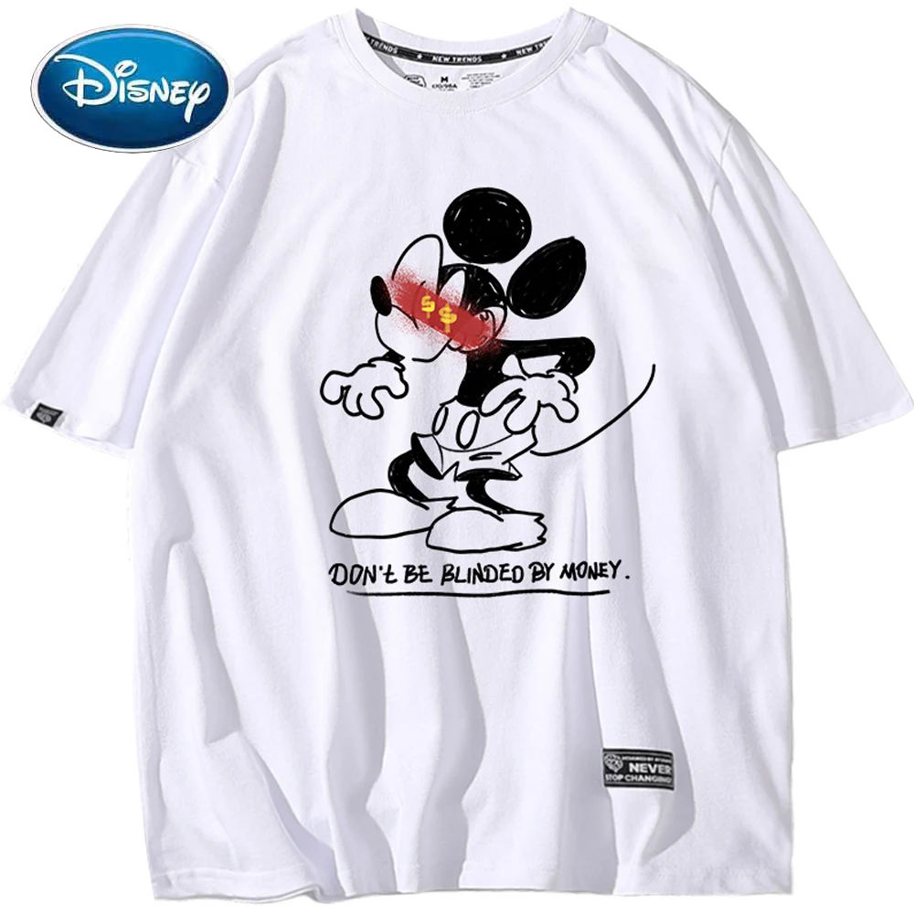 

Disney Cute Mickey Mouse Letter Cartoon Print Fashion Women Unisex Couples T-Shirt Harajuku Tee Short Sleeve Tops 10 Candy Color