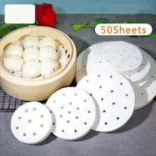 Steamer Paper Dumplings-Mat Non-Stick-Pads Cooking-Tools Dim Sum Baking Round White 50pcs