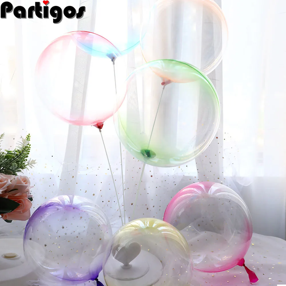 10pcs 18 Inch Double Color Crystal Bubble Balloons Round Bobo Transparent Balloon Wedding Birthday Party Helium Inflatable Decor | Дом и сад