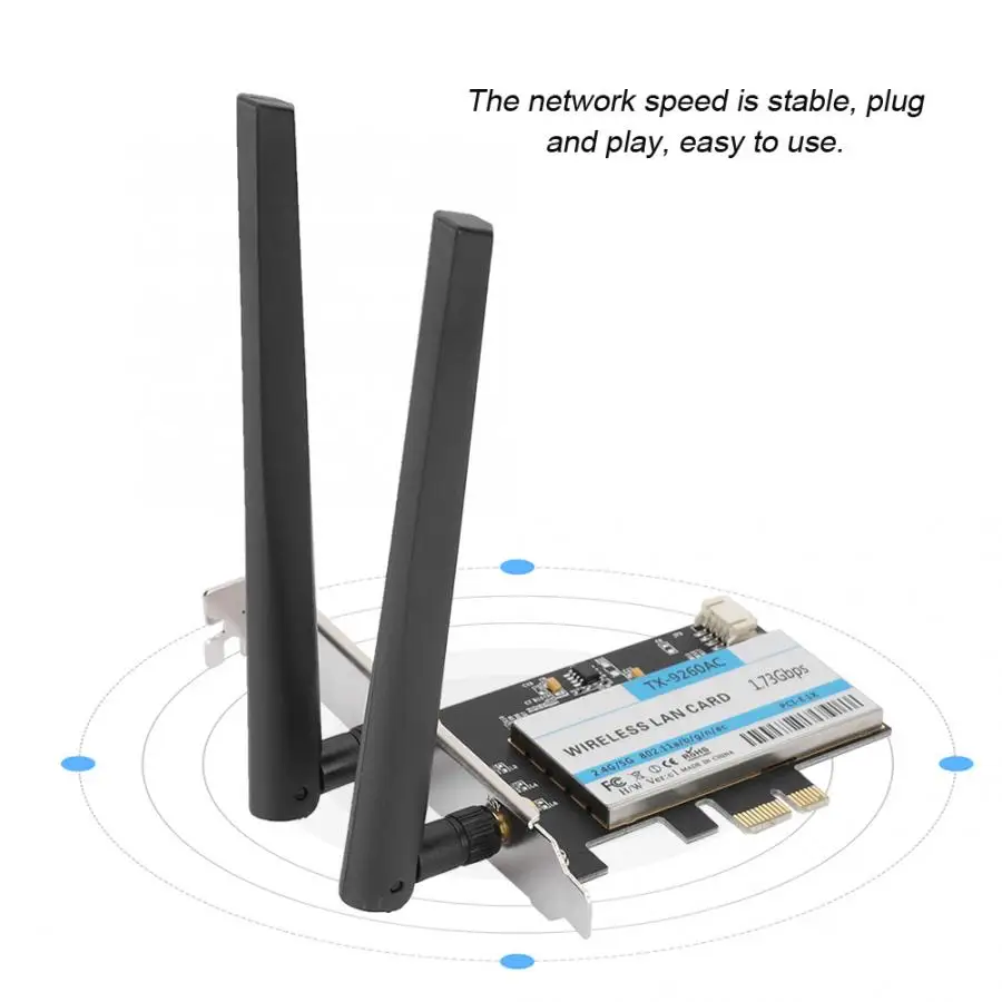 PCIE сетевая карта Двухдиапазонная 2,4G/5G 1,73G+ Bluetooth 5,0 PCIE беспроводная карта для настольного компьютера Двухдиапазонная PCIE беспроводная карта