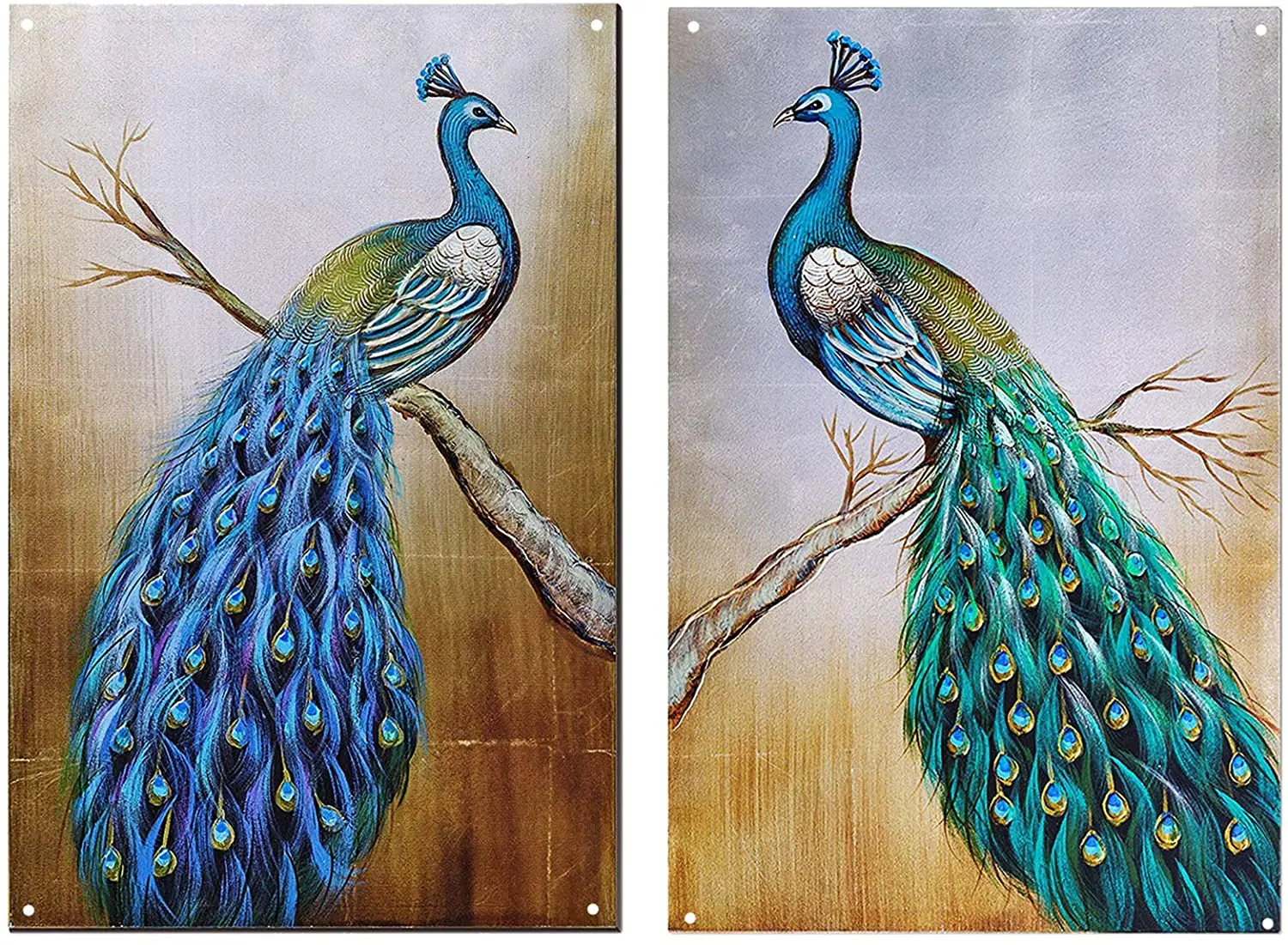 

TISOSO Two Peacocks Beautiful Wall Art Painting Metal Sign Wall Art Decor for Living Room Vintage Art Bar Home Decor Gifts