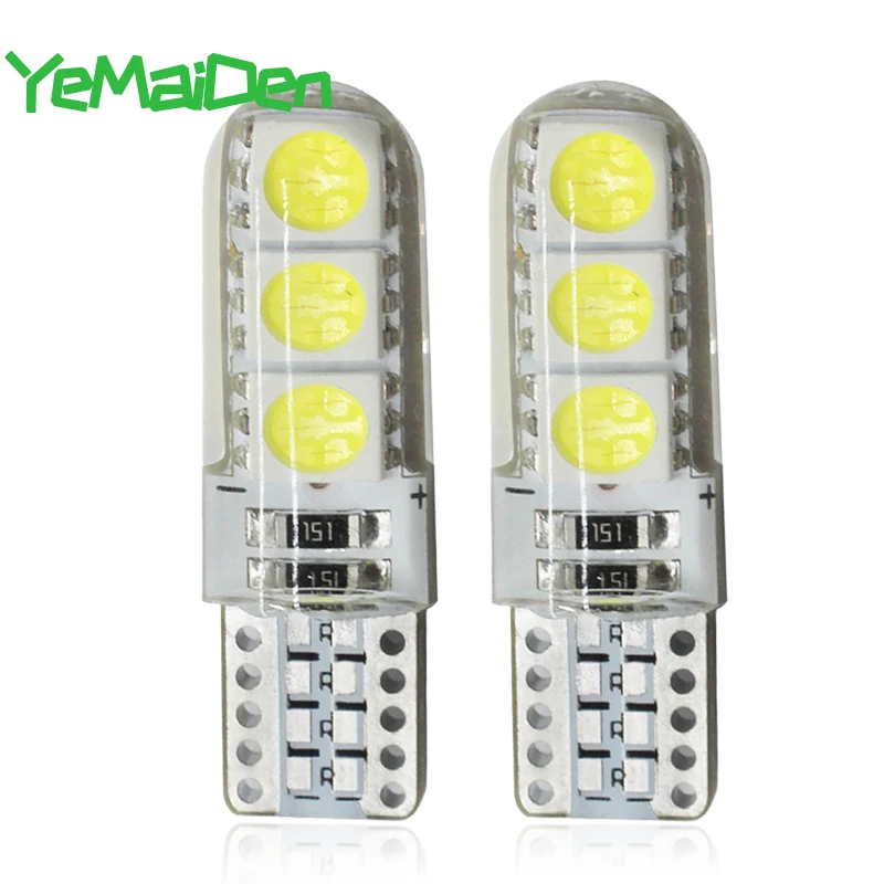 Силиконовая Светодиодная лампа W5W 5W5 12 В 7000K 6 SMD T10 автомобильная купольная