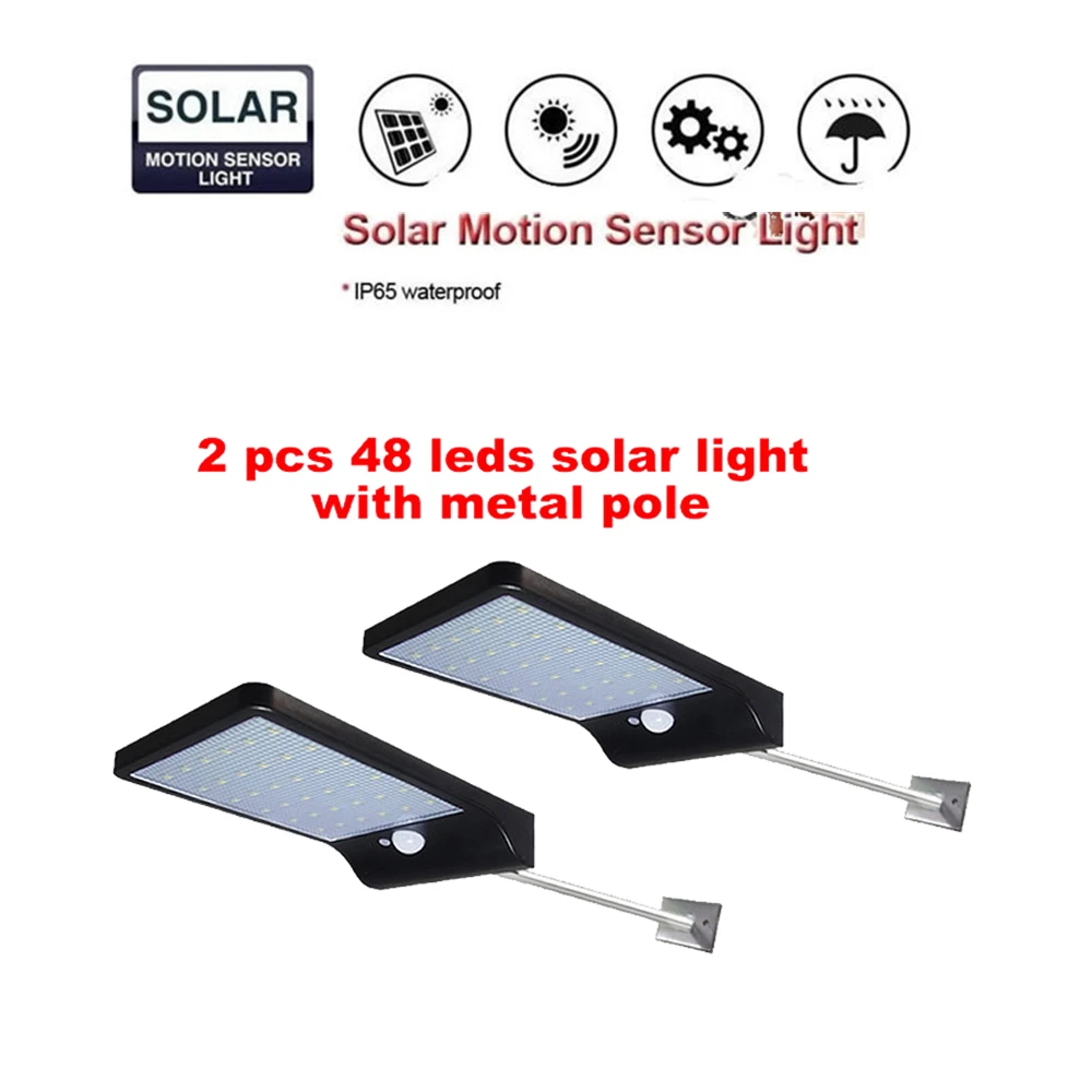 

2/4pcs 48 LED Solar Power Street Light PIR Motion Sensor wall Lamp Outdoor Waterproof security garden wall solar lamps metal pol