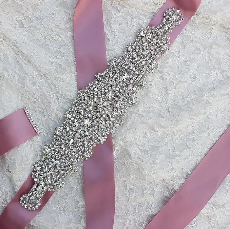 Nude Pink JaneVini Блестящий винный красный атласный свадебный пояс лента из страз ручной работы свадебное платье ленты ремни роскошные женские аксессуары для пояса - Цвет: Nude Pink