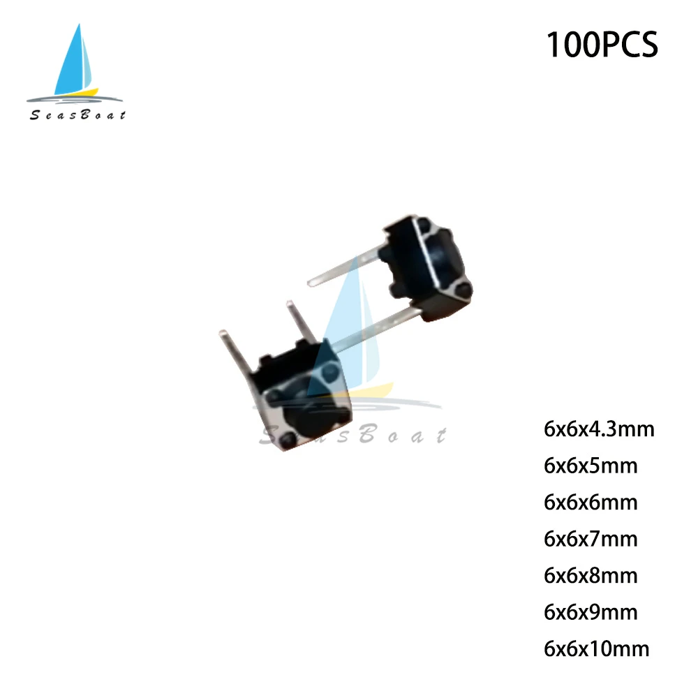 100pcs Middle 2pin 6x6x4.3/5/6/7/8/9/10 mm Switch Tactile Push Button Switches 6x6x4.3mm 6x6x5mm 6x6x6mm 6x6x7mm 6x6x8mm 6x6x9mm floor panel