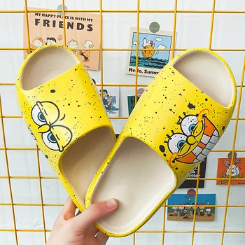 

spongeBob slippers summer EVA Soft bottom slippers casual trending Indoor home platform sandals summer ventilate garden sandals