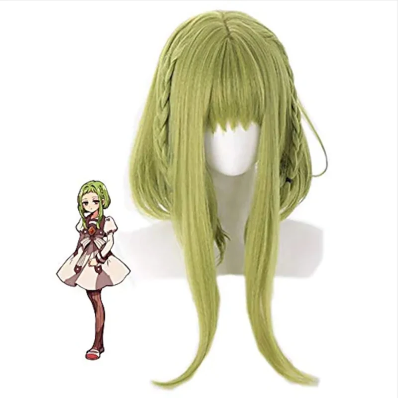 cabelo sintético verde de peruca de cosplay de nano peruca de comprimento fibra resistente ao calor