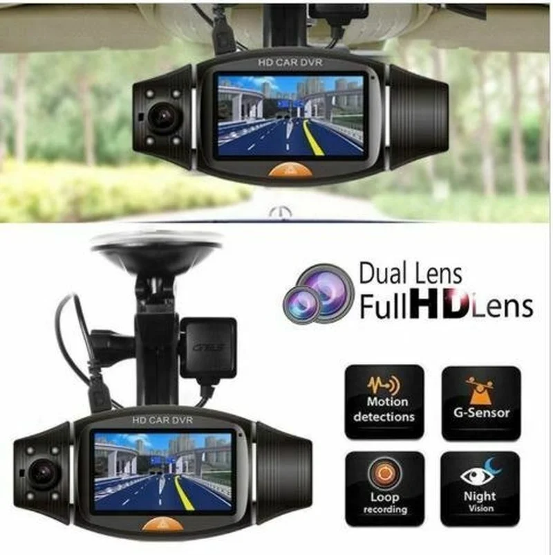 

Car DVR Camera HD 2.7" Dual Lens GPS Dashcam Rear View Night Security Car Camera Video Recorder G-Sensor Loop Recording Dash Cam