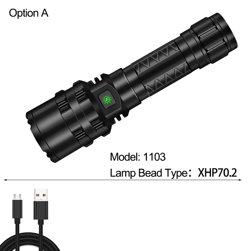 XHP70.2 Мощный светодиодный вспышка светильник фонарь светильник тактический фонарь 5 Режим Применение Перезаряжаемые 18650 26650 Батарея Водонепроницаемый Охота XHP50.2 лампа - Испускаемый цвет: Option A