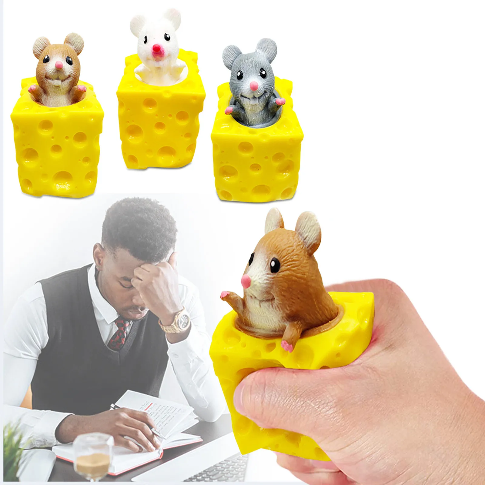 

Игрушка для снятия стресса в виде мыши и сыра