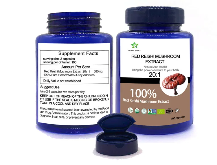 Natural Red Reishi Mushroom Extract capsules Red Reishi Mushroom Extract 20:1 Lucid ganoderma polysaccharide