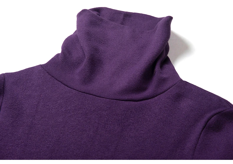 Vintage Autumn Winter Maxi Long Dress Purple Slim Fit Long Sleeve Knitted Turtleneck Office Lady Dresses Plus Size M-3XL