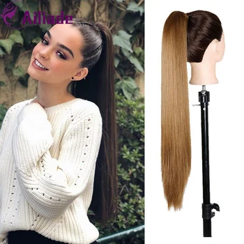 

AILIADE 2020 Long Straight Claw Drawstring Ponytail Natural Synthetic Hair Extension Multicolor Brown For Women Free Shipping