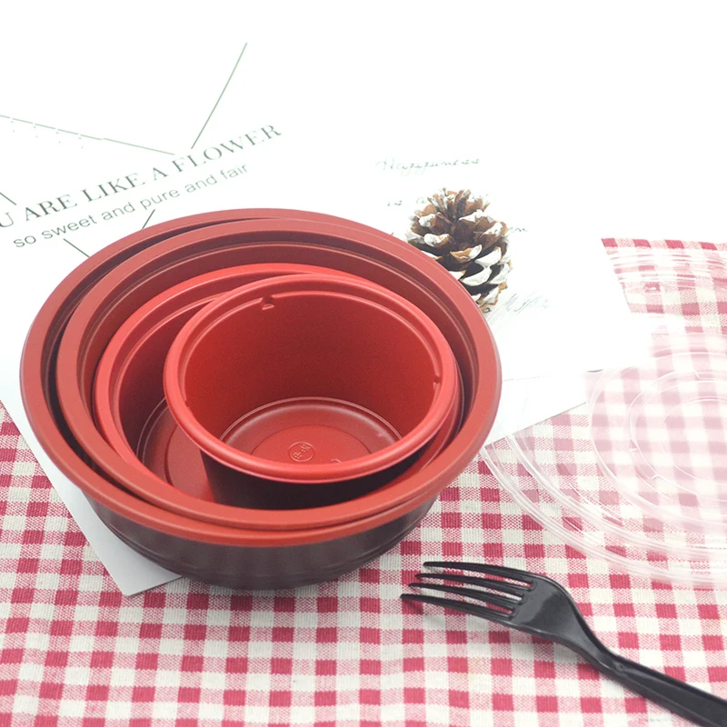 ZEQIU фабрика продает одноразовые красные и черные Ланч-боксы соус чашка с прозрачной крышкой для микроволновой печи нагревательный контейнер
