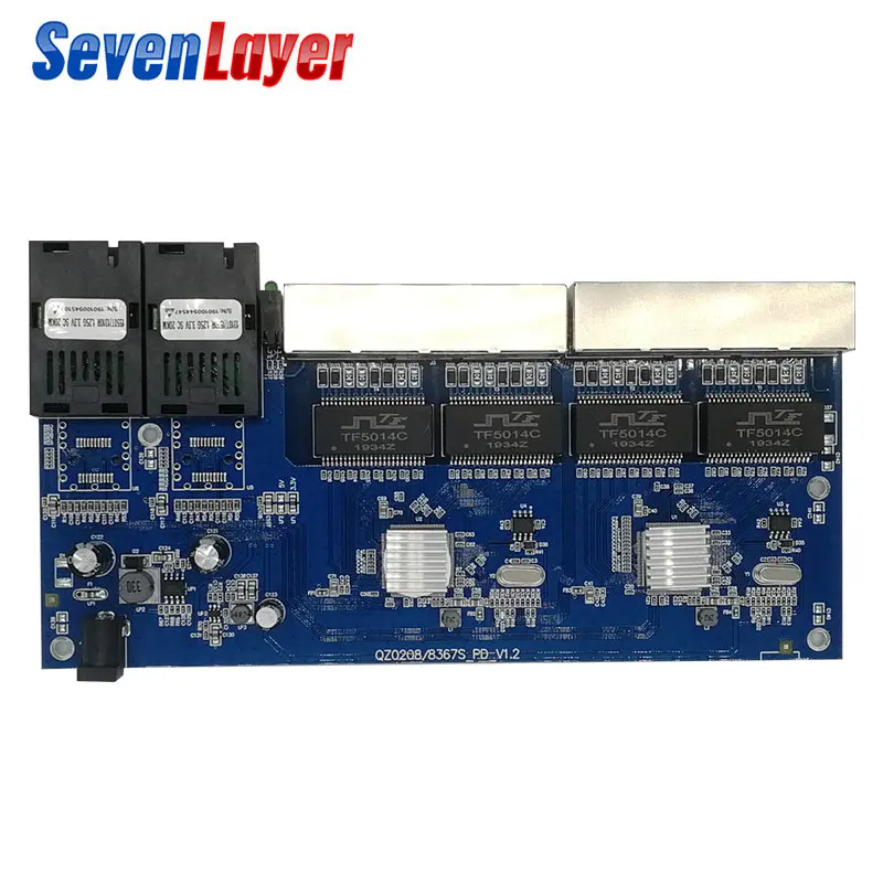 Волоконно оптический медиаконвертер Gigabit Ethernet коммутатор 10/100/1000 M PCBA 8 RJ45 UTP и 2