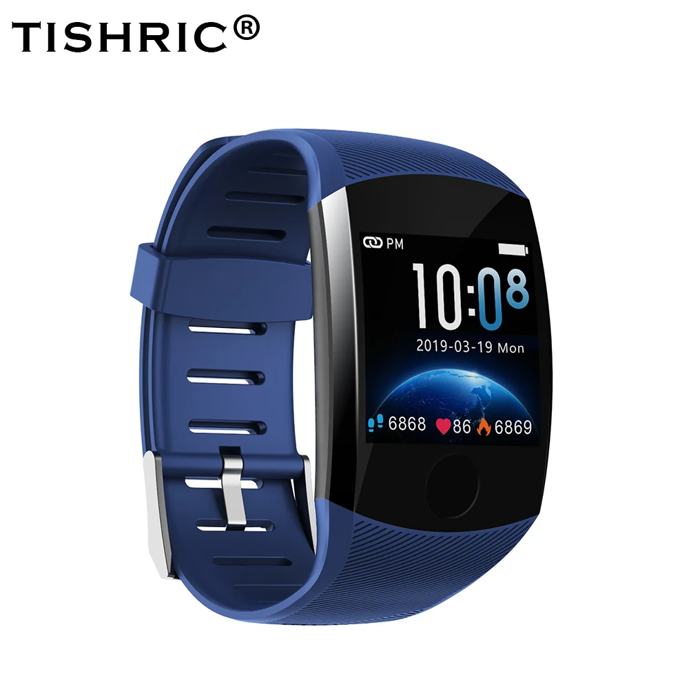 TISHRIC Q11 Смарт-часы спортивные фитнес-браслет с Bluetooth Android водонепроницаемый Whatsapp Smartwatch монитор сердечного ритма большой экран - Цвет: Blue