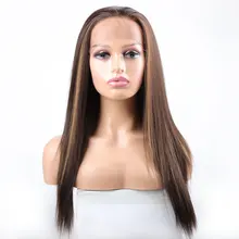 

Heat Resistant Futura Fiber Hair Wigs Long Silky Straight Synthetic Wigs for Black Women Highlight Synthetic Lace Front Wig