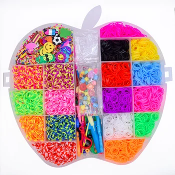 

DIY Hand Woven Rainbow Rubber Band 28 Color 10000 pcs/ Box Rainbow Loom Set