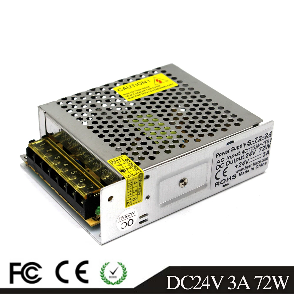 Трансформатор напряжения для светодиодной ленты 24 В постоянного тока 3 А 72 Вт|switch