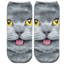 Женские 3D носки до лодыжки с забавным котом, милые цветные носки-лодочки с мультяшным котом