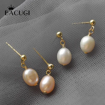 

2020 New 925 Silver Nature Freshwater Pearls Drop Earrings Korean Metal Trendy Brand Fine Jewelry