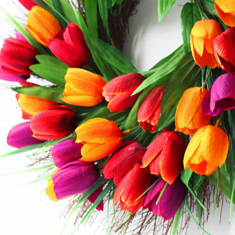 Guirnalda искусственные de tulipán guirnalda de simulación DIY fiesta de boda; decoración de jardín corona Decoración