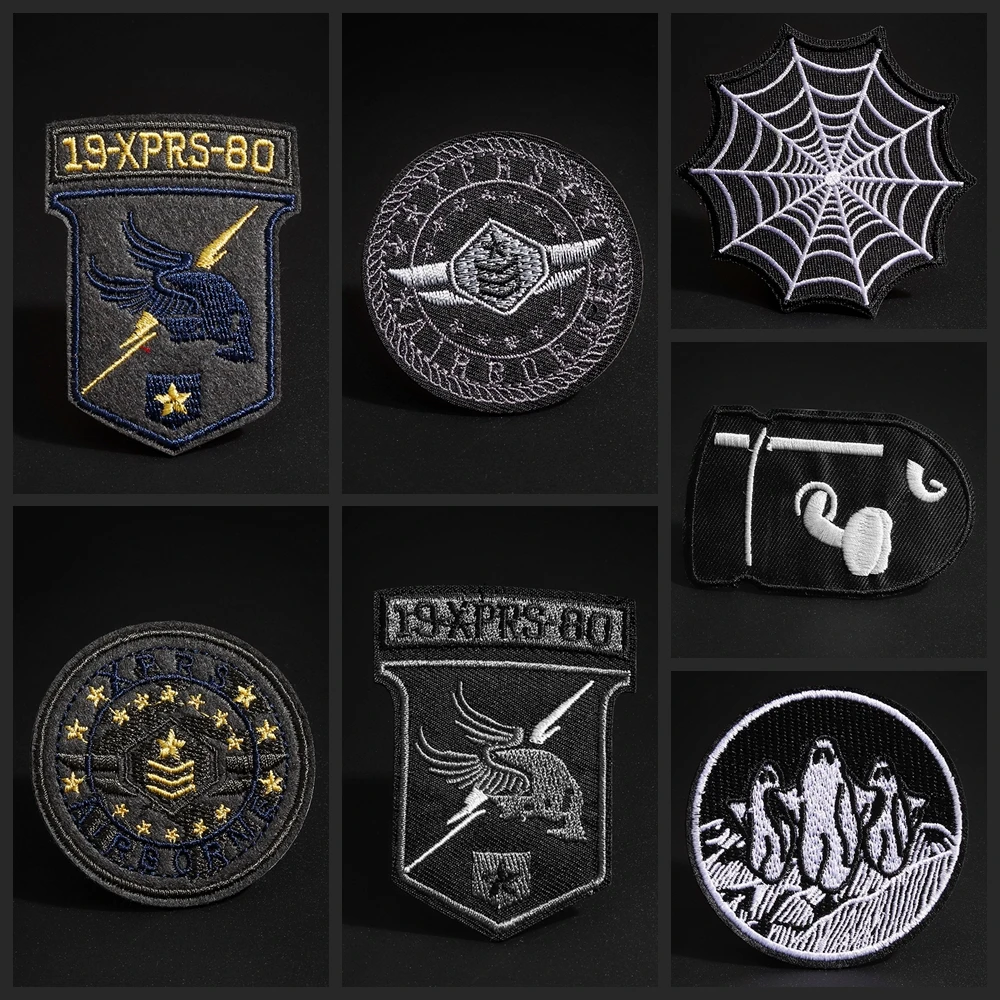 Черные вышитые патчи в стиле панк паук паутина призрак круглая наклейка для
