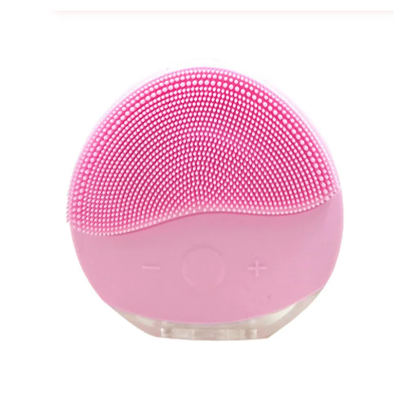 Pink Powerd Очищающая щетка для лица, силиконовый звуковой очиститель для глубокой очистки пор, водонепроницаемый массажный аппарат для чистки лица - Цвет: Pink