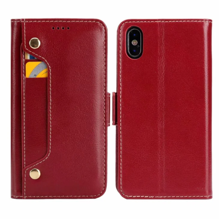CKHB кошелек из натуральной кожи, Стильный чехол для телефона для iPhone X XS 10 IX, держатель для карт, флип-чехол, чехол s, новинка - Цвет: red