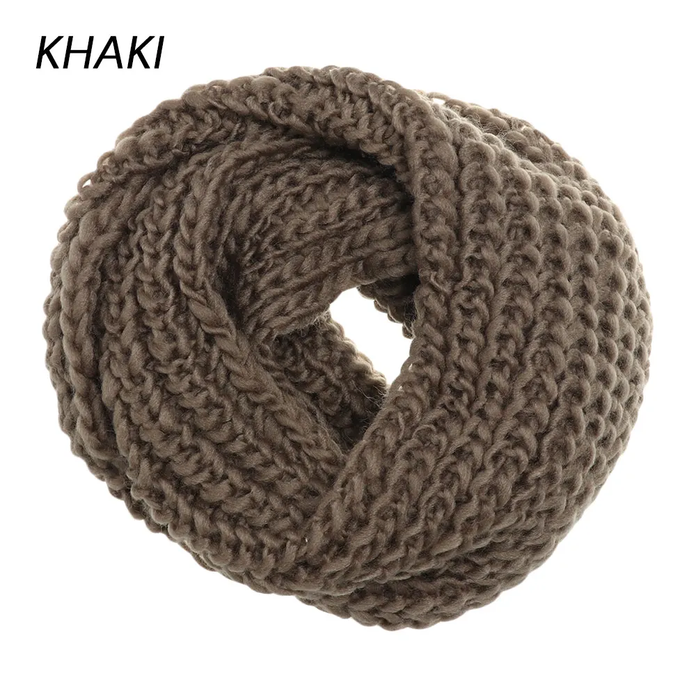 khaki 1 шт., унисекс, мягкий вязаный шерстяной шарф с круглым воротником, толстая шаль, накидка на шею, воротник-хомут, Осень-зима, теплые аксессуары для улицы - Цвет: khaki