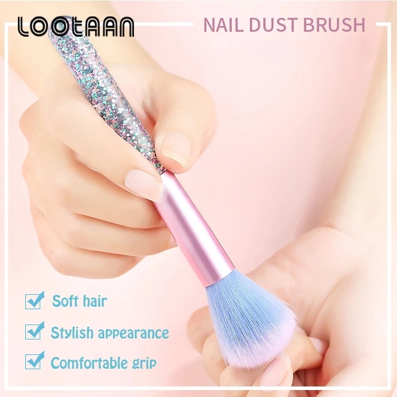 

Lootaan 1pcs Soft Nail Cleaning Brush Nail Tools Japanese Crystal Unicorn Dust Brush Girl Mobile Mermaid Glitter Makeup Brush