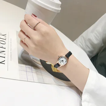 

Elegant Womens Watches Chic Ladies Casual Dress Clocks PU Leather Adjustable Band Female Times Alloy Case High-end Girls Watch