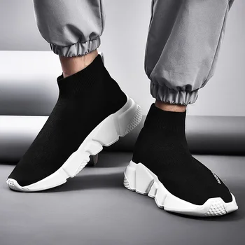 

Light High Top 2020 New Breathable Flying Socks Shoes Men Sports Elastic Socks Sneakers Men Ladies Flat Running Walking Shoes