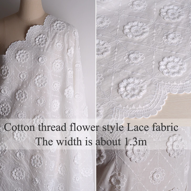 1 metres Cotton three-dimensional lace cloth pillow cushion hand DIY home curtain decorative clothing fabric