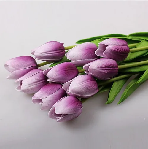 10 шт./партия ПУ-тюльпаны, искусственные цветы, настоящие на ощупь, искусственные, для декора, мини тюльпаны для дома, свадебные украшения, шелковые цветы - Цвет: Fuchsia
