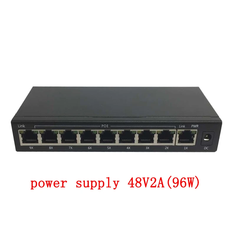 HYY2 коммутатор poe switch, 8 портов сетевой концентратор-переключатель полный дуплекс и полудуплекс для ip-камера Ieee802.3af/на 48V2A адаптер питания переключатель - Цвет: 48V2A  96W