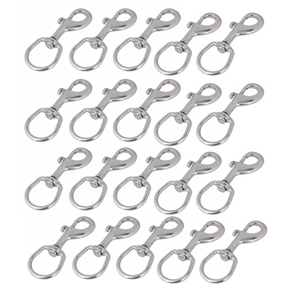 

20Pcs 304 Stainless Steel Length 115mm Swivel-Eye Bolt Snap Hook Round Eye Swivel Keychain Strap