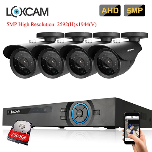 4CH DVR x 4 Camera LOXCAM h.265+ система видеонаблюдения 4CH DVR комплект 5MP Ultra HD уличная Водонепроницаемая ИК камера ночного наблюдения 4CH комплект видеонаблюдения - Цвет: 4CH DVR x 4 Camera