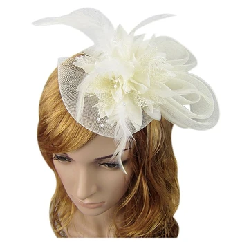 

Women's Small hairpin feather hat creamy-white